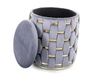 Pufa TIARA VELVET ze schowkiem szara/złota