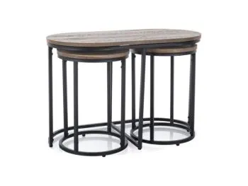 Zestaw 3 ław TWIX orzech vintage/czarny mat