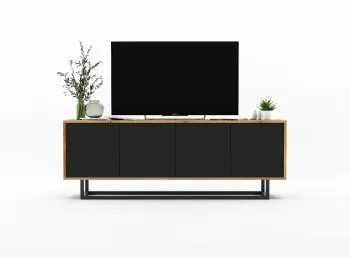 Szafka RTV NILA 3 150 dąb wotan/czarna mat