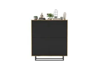 Komoda NILA 4D 113 dąb wotan/czarna mat