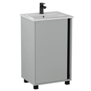 Zestaw Szafka z umywalką FOX 49 cm chinchilla szara/czarna