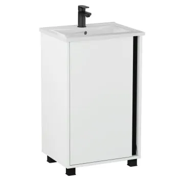 Zestaw Szafka z umywalką FOX 49 cm biała/czarna