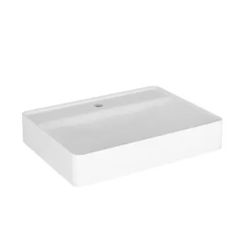 Umywalka wpuszczana VIBE 60 cm biały mat kwarcowa z otworem na baterię