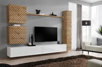 Meblościanka SWITCH LAMEL VIII dąb wotan/biała