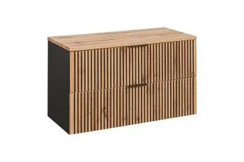 Szafka pod umywalkę nablatową XILO BLACK WOTAN 82 100cm czarna/dąb