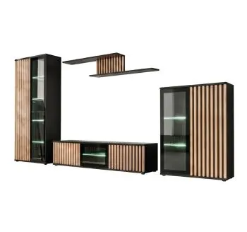 Meblościanka CAMERON LED hickory jackson/czarna