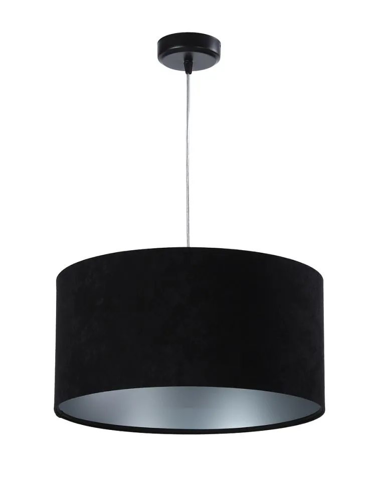 Lampa wisząca HOME 40 czarna/srebrna walec welurowa | MIRAT. w stylu kolekcja
