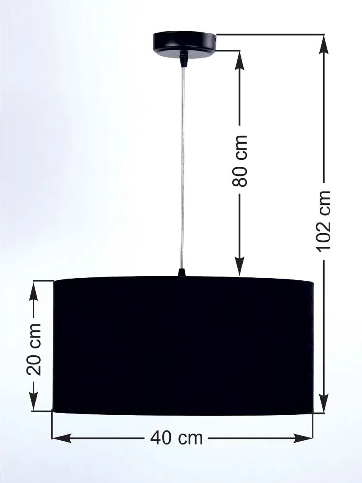 Lampa wisząca HOME 40 czarna/srebrna walec welurowa | MIRAT. w stylu kolekcja