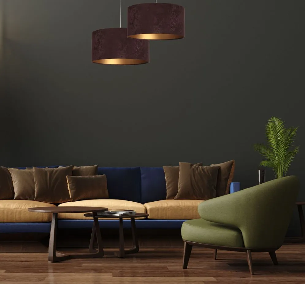 Lampa wisząca HOME 60 brązowa/złota welurowa w stylu glamour | MIRAT. w stylu kolekcja