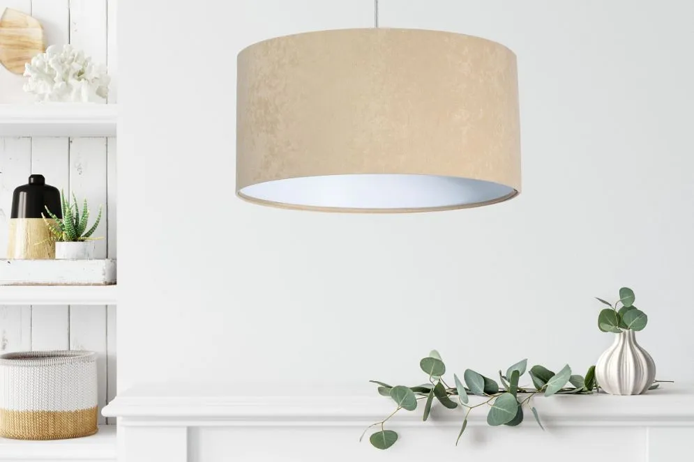 Lampa wisząca HOME 40 beżowa/biała do jadalni welurowa | MIRAT. w stylu kolekcja