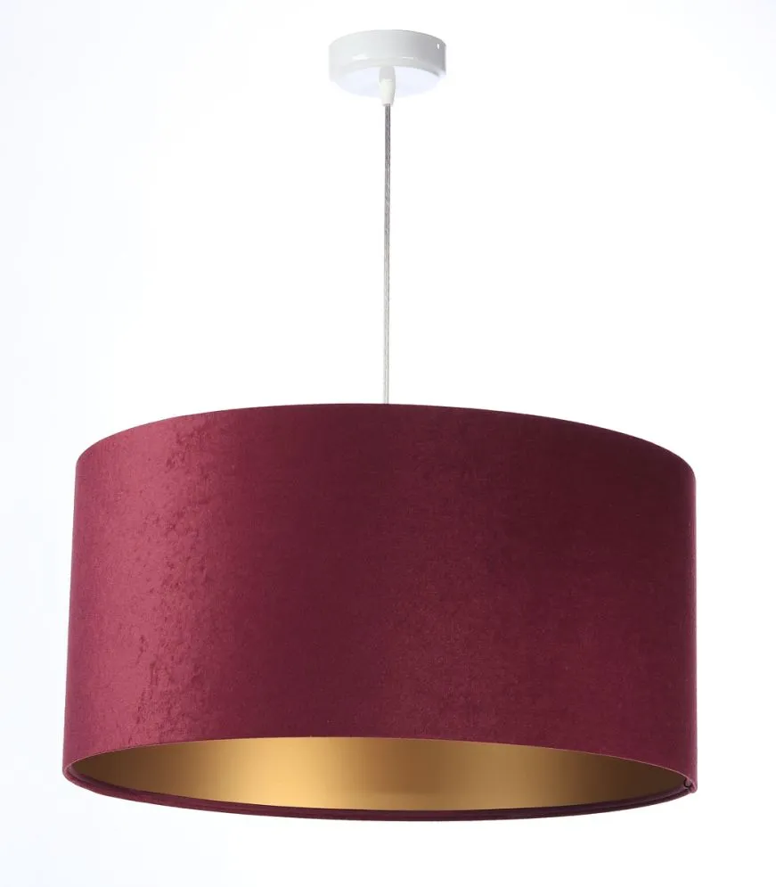 Lampa wisząca HOME 40 bordowa/złota do salonu welurowa | MIRAT.