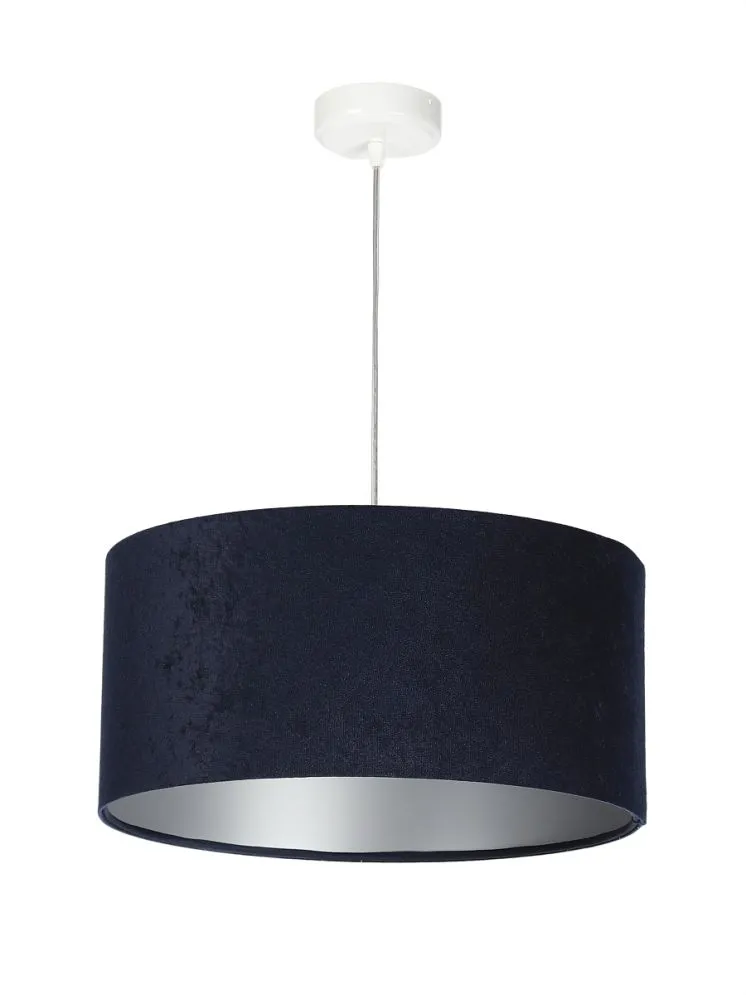 Lampa wisząca HOME 30 granatowa/srebrna w kształcie walca | MIRAT.