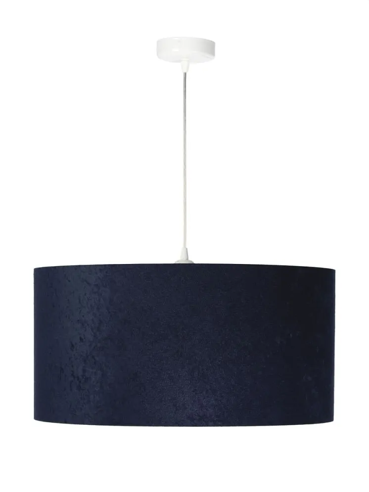 Lampa wisząca HOME 50 granatowa/srebrna ręcznie robiona w kształcie walca | MIRAT.