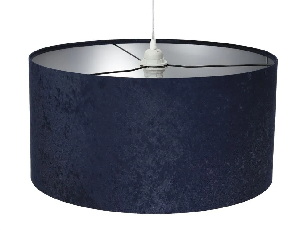 Lampa wisząca HOME 50 granatowa/srebrna ręcznie robiona w kształcie walca | MIRAT.