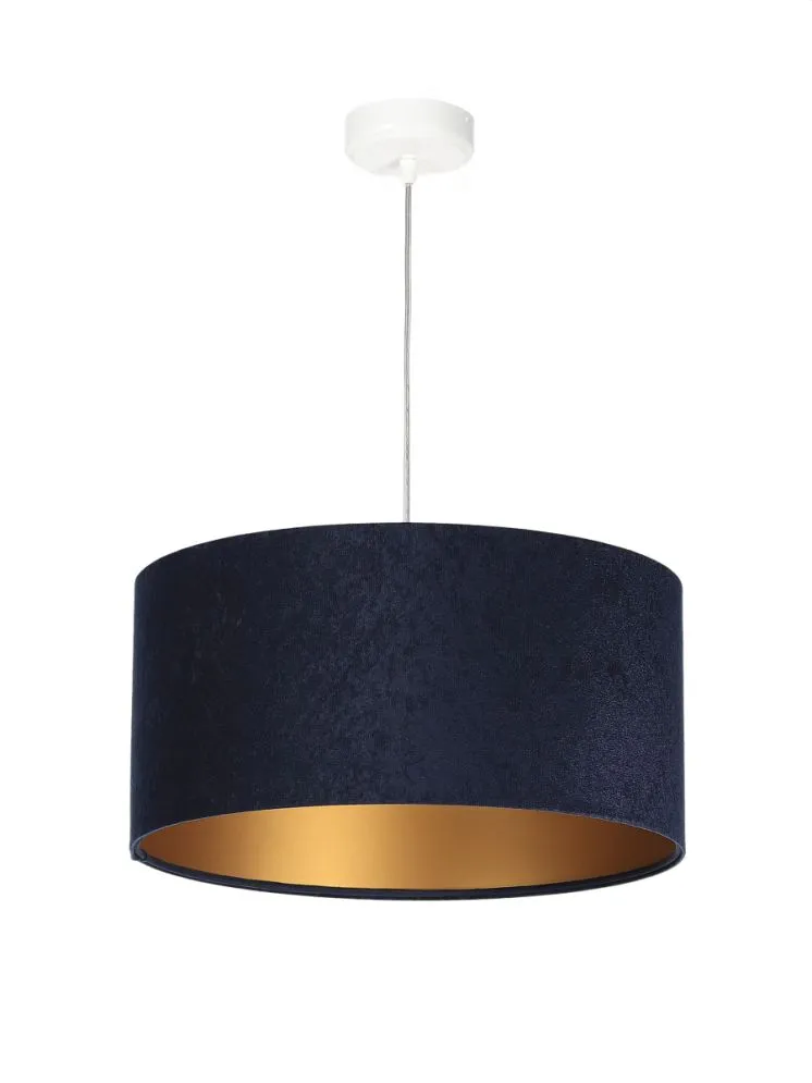 Lampa wisząca HOME 40 granatowa/złota welurowa do salonu | MIRAT.