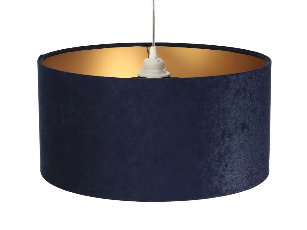 Lampa wisząca HOME 40 granatowa/złota welurowa do salonu | MIRAT.