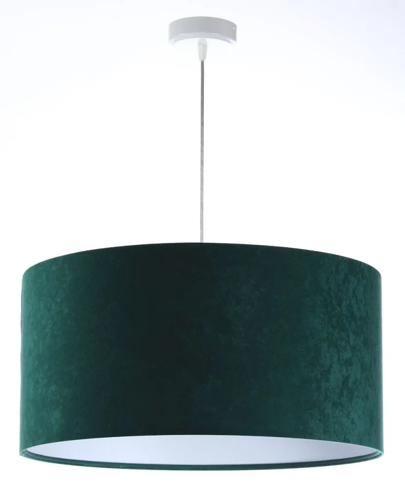 Lampa wisząca HOME 50 zielona/biała walec welurowa | MIRAT.