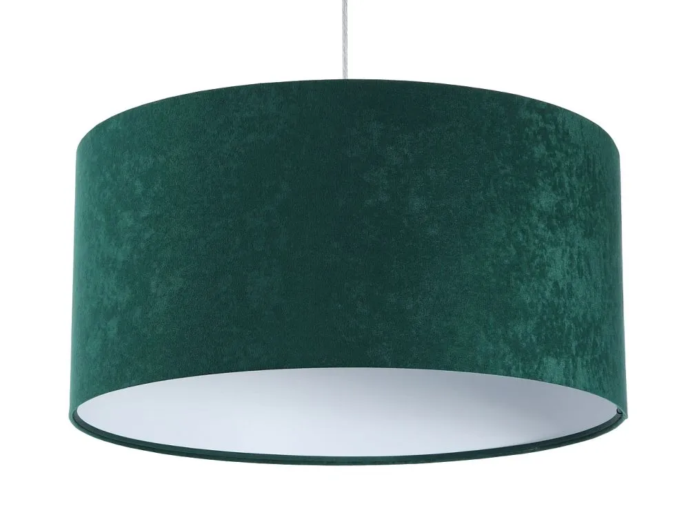 Lampa wisząca HOME 50 zielona/biała walec welurowa | MIRAT.