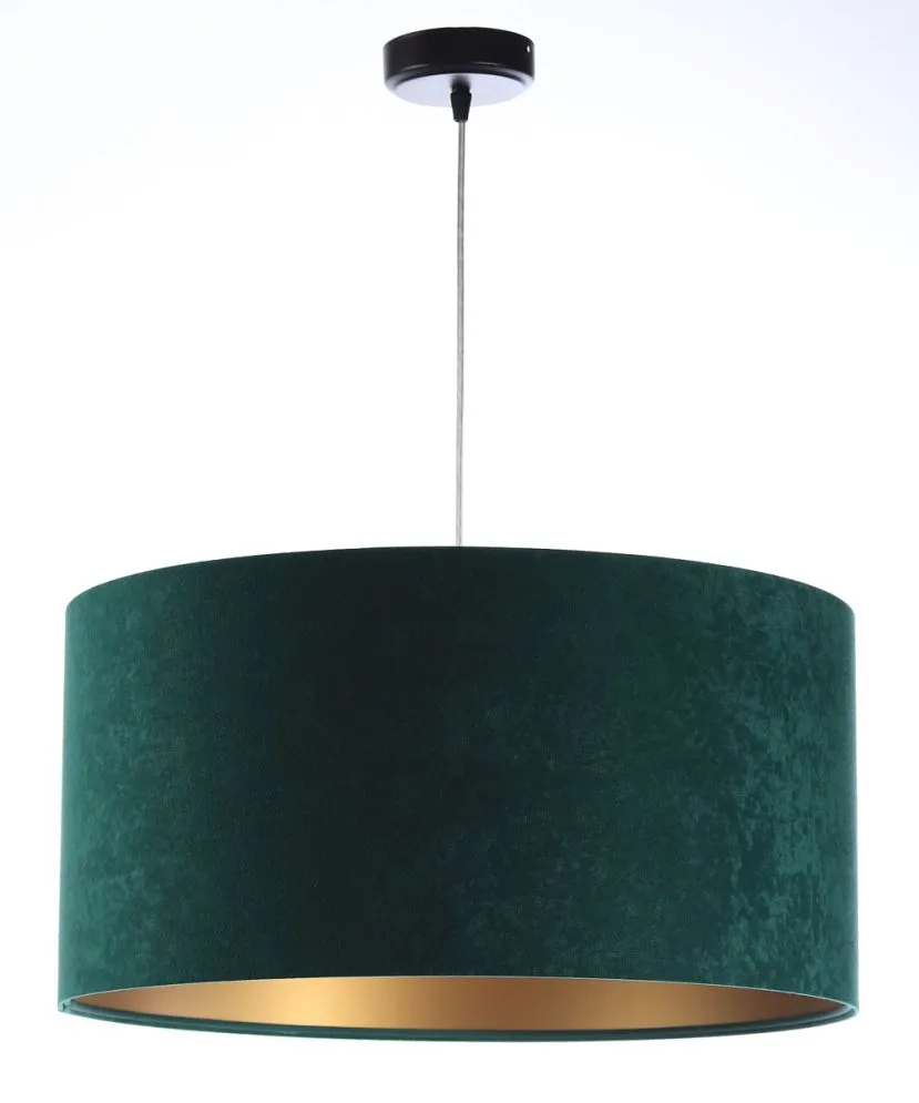 Lampa wisząca HOME 40 zielona/złota welurowa do salonu | MIRAT.