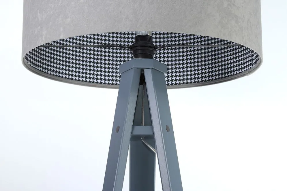 Lampa stojąca HOME 50 szara na drewnianej podstawie | MIRAT. w stylu kolekcja