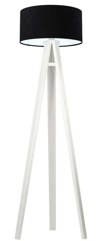 Lampa stojąca HOME 40 czarna/biała welurowa podłogowa | MIRAT. w stylu kolekcja