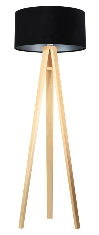 Lampa stojąca HOME 50 czarna/srebrna/sosna do sypialni | MIRAT. w stylu kolekcja