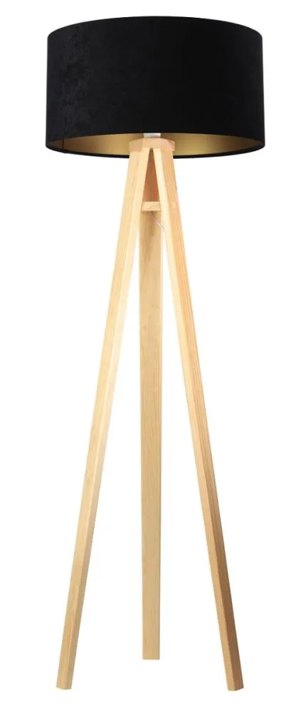 Lampa stojąca HOME 50 czarna/złota/sosna w stylu glamour | MIRAT. w stylu kolekcja