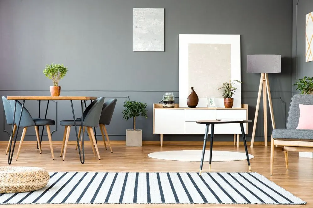 Lampa stojąca HOME 50 szara/biała/sosna do sypialni | MIRAT. w stylu kolekcja