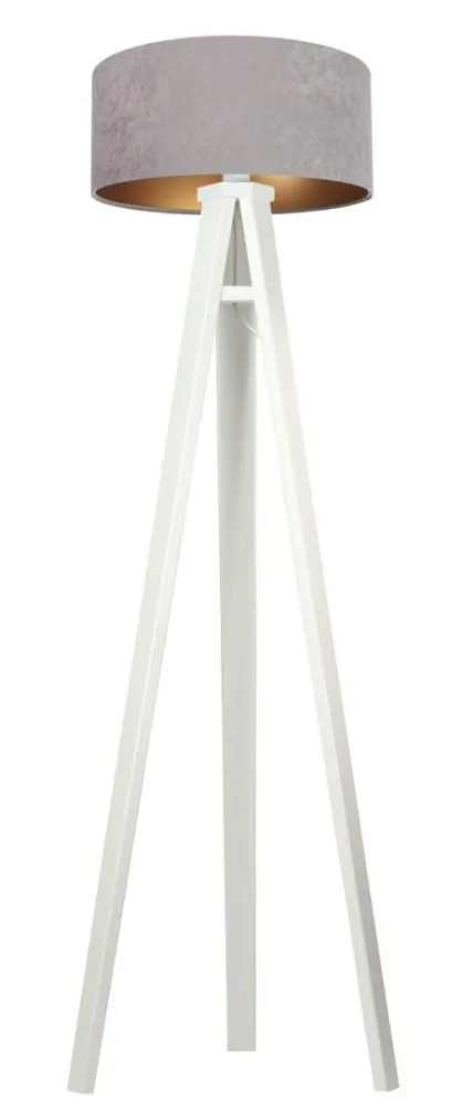 Lampa stojąca HOME 40 szara/złota/biała w stylu skandynawskim | MIRAT.