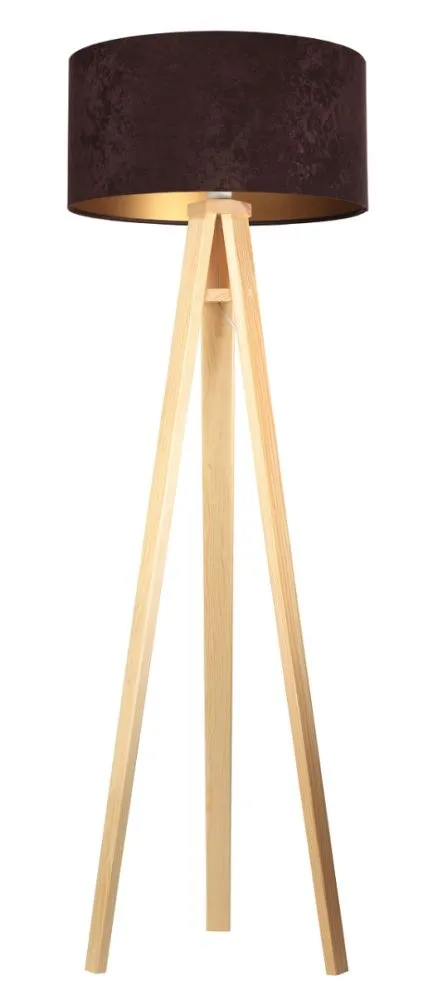 Lampa stojąca HOME 50 brązowa/złota/sosna elegancka do salonu | MIRAT.