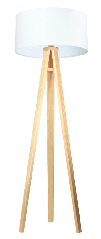 Lampa stojąca HOME 50 biała/sosna do salonu | MIRAT.