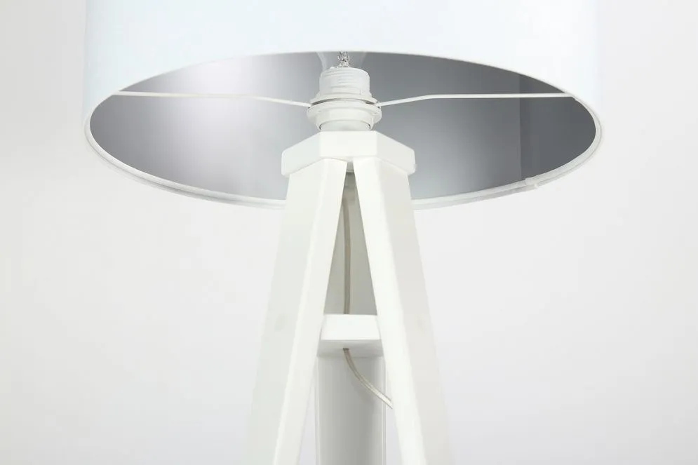 Lampa stojąca HOME 50 biała/srebrna/biała z włącznikiem nożnym | MIRAT.