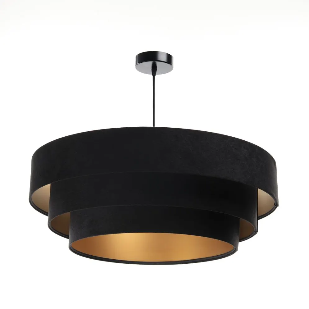Lampa wisząca TRIO czarna/złota welurowa polskiej produkcji | MIRAT. w stylu kolekcja