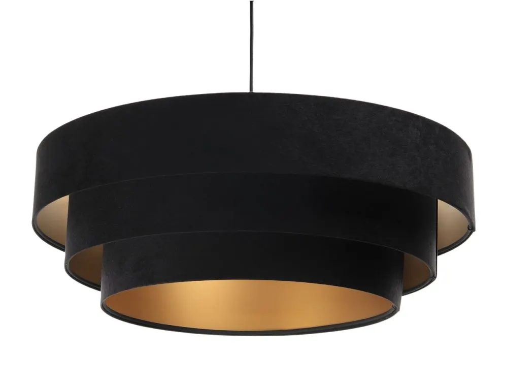 Lampa wisząca TRIO czarna/złota welurowa polskiej produkcji | MIRAT. w stylu kolekcja