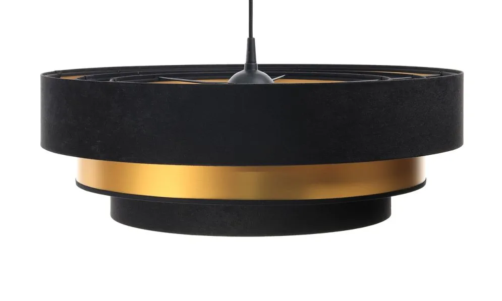 Lampa wisząca TRIO MIX czarna/złota z potrójnym abażurem | MIRAT. w stylu kolekcja