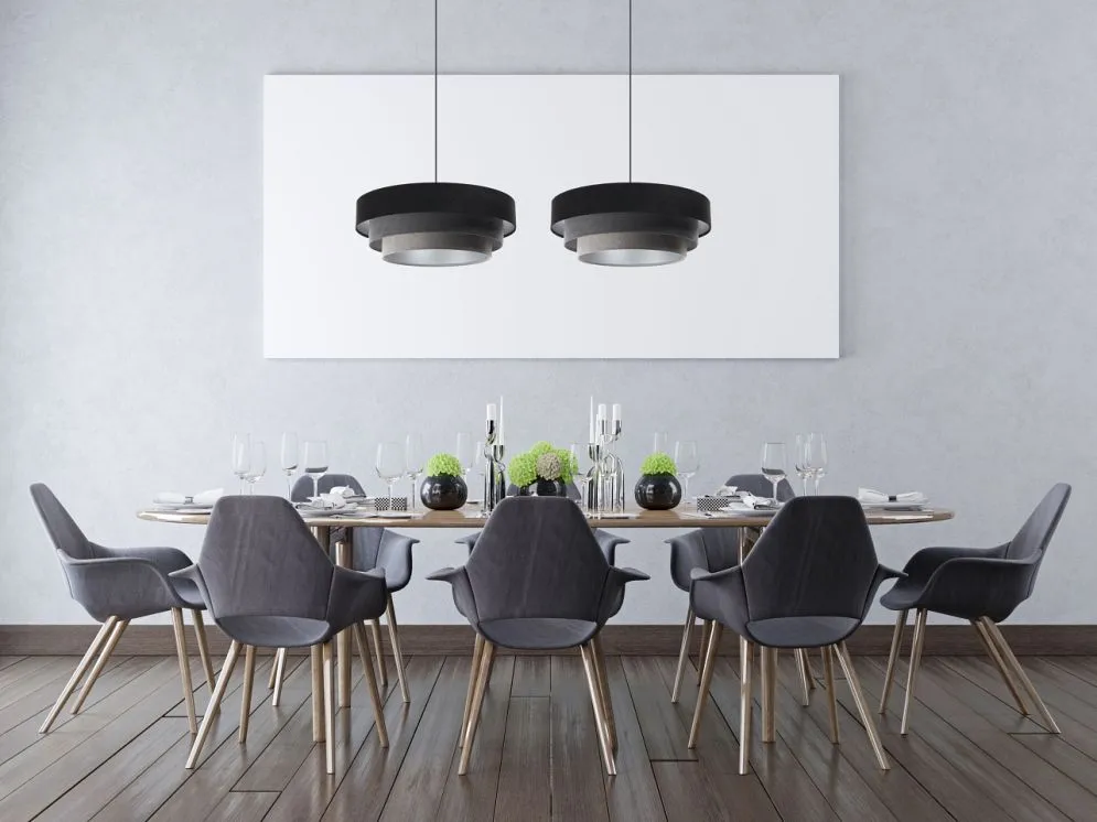 Lampa wisząca TRIO MIX czarna/szara/srebrna do nowoczesnego salonu | MIRAT. w stylu kolekcja