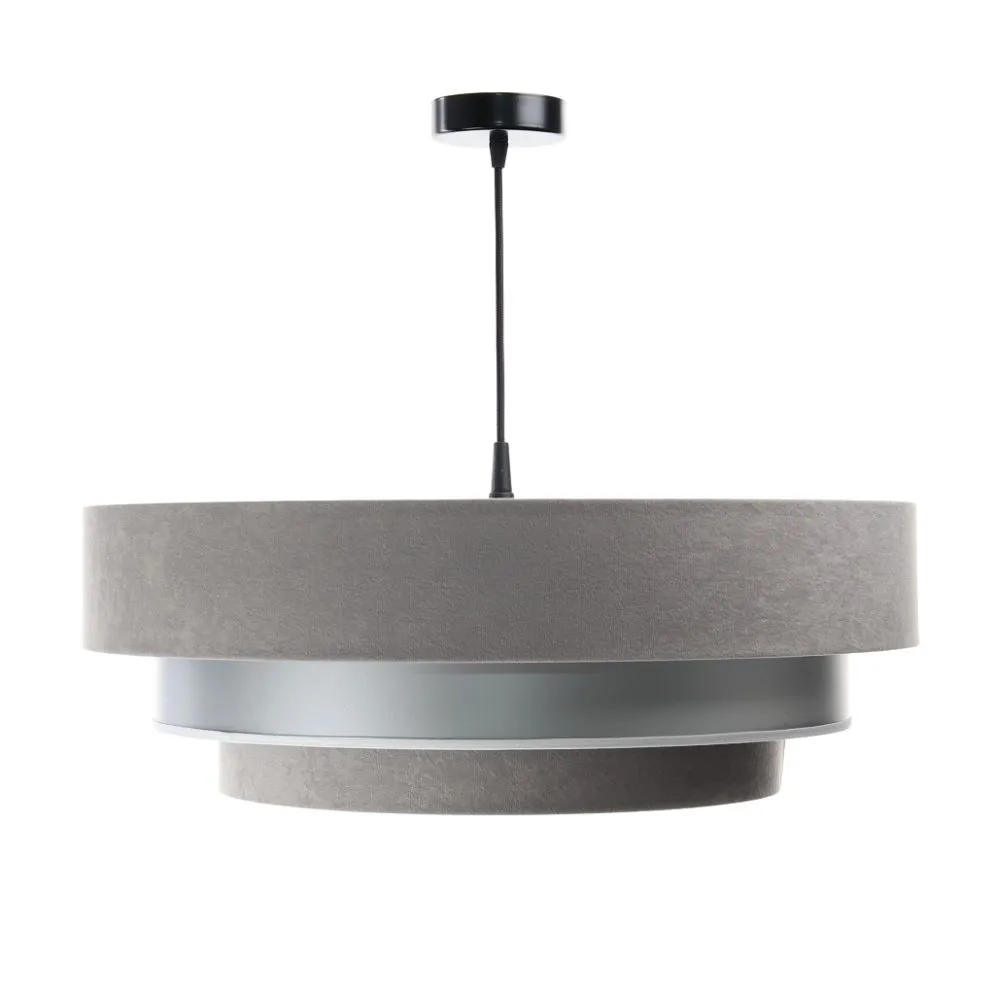Lampa wisząca TRIO MIX szara/srebrna dwukolorowa welurowa | MIRAT. w stylu kolekcja