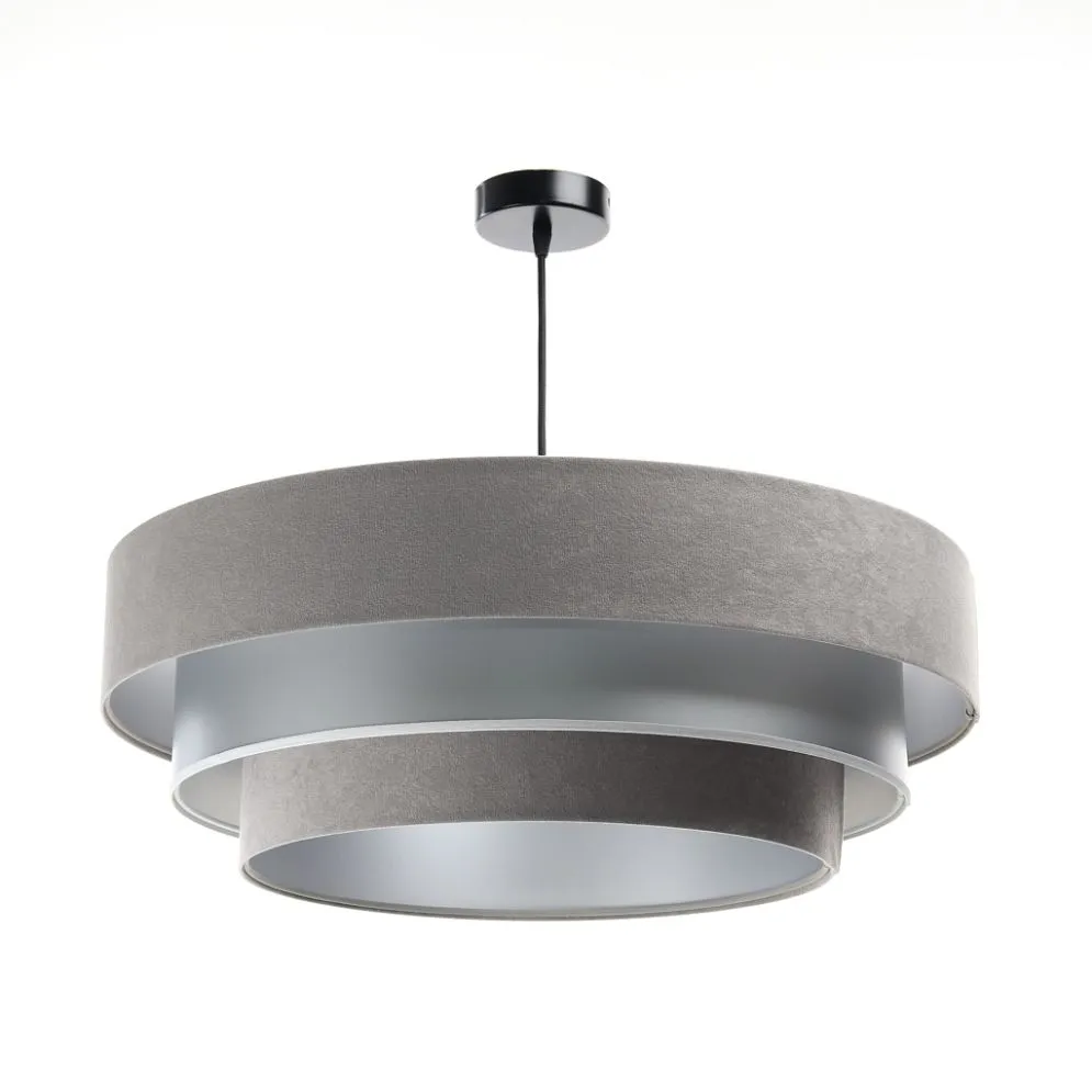 Lampa wisząca TRIO MIX szara/srebrna dwukolorowa welurowa | MIRAT. w stylu kolekcja