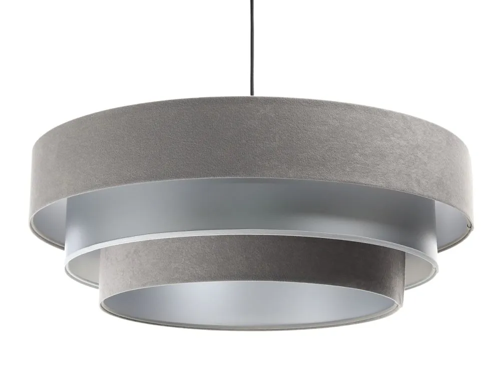Lampa wisząca TRIO MIX szara/srebrna dwukolorowa welurowa | MIRAT. w stylu kolekcja