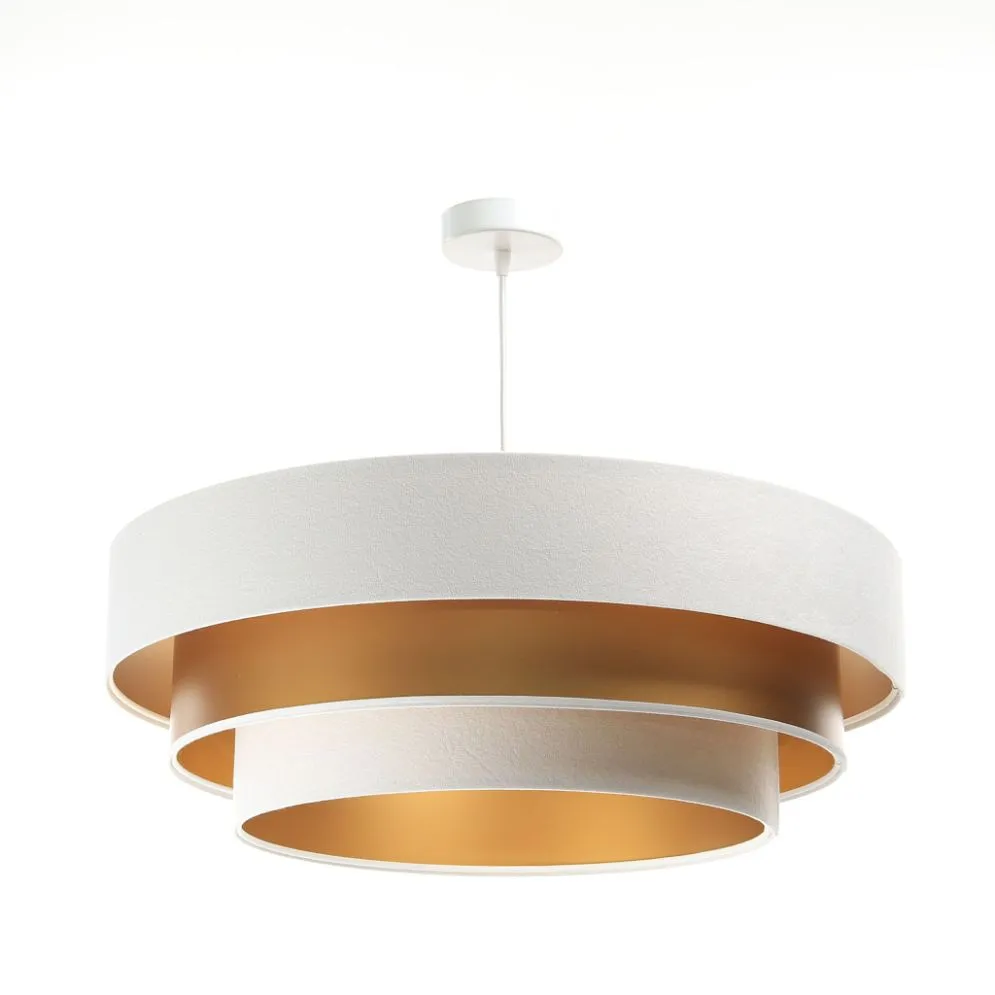 Lampa wisząca TRIO MIX biała/złota welurowa symetryczna | MIRAT. w stylu kolekcja