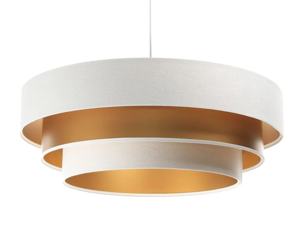 Lampa wisząca TRIO MIX biała/złota welurowa symetryczna | MIRAT. w stylu kolekcja