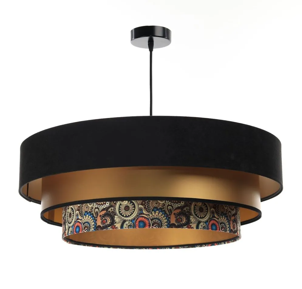 Lampa wisząca TRIO MIX czarna/złota/wielokolorowa z orientalnym wzorem | MIRAT. w stylu kolekcja