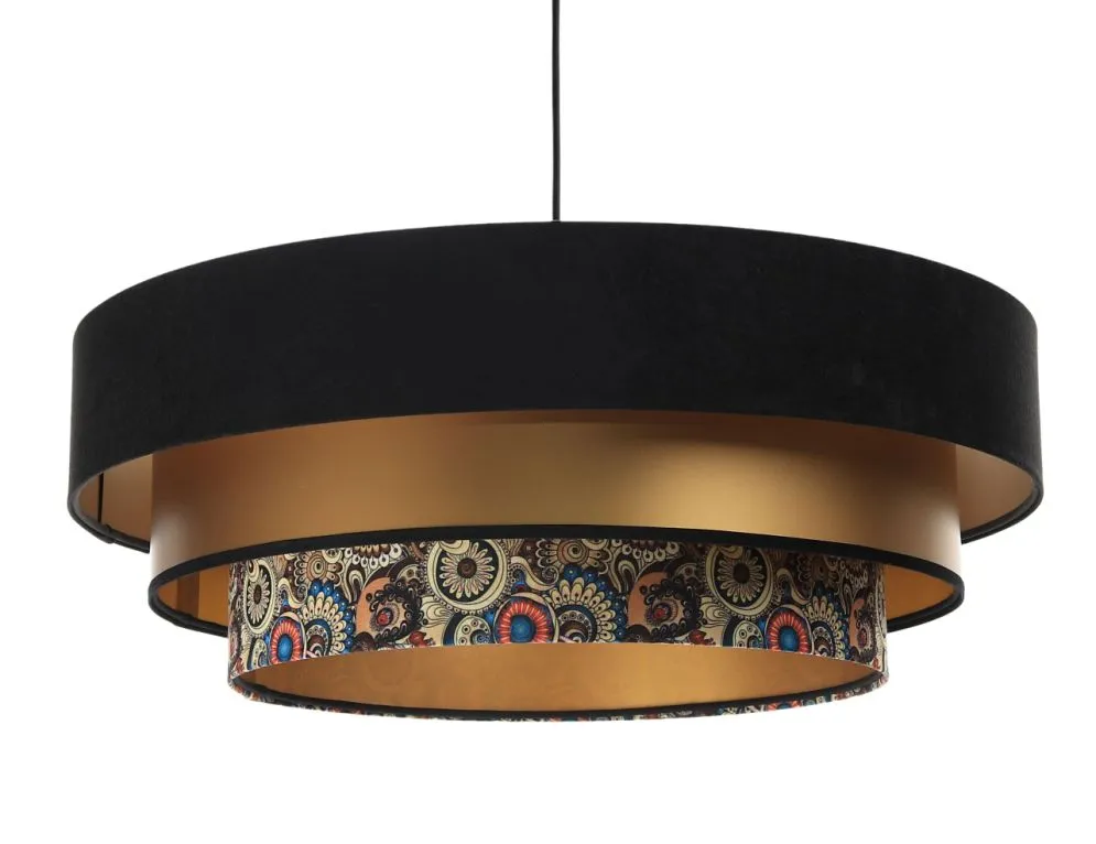 Lampa wisząca TRIO MIX czarna/złota/wielokolorowa z orientalnym wzorem | MIRAT. w stylu kolekcja