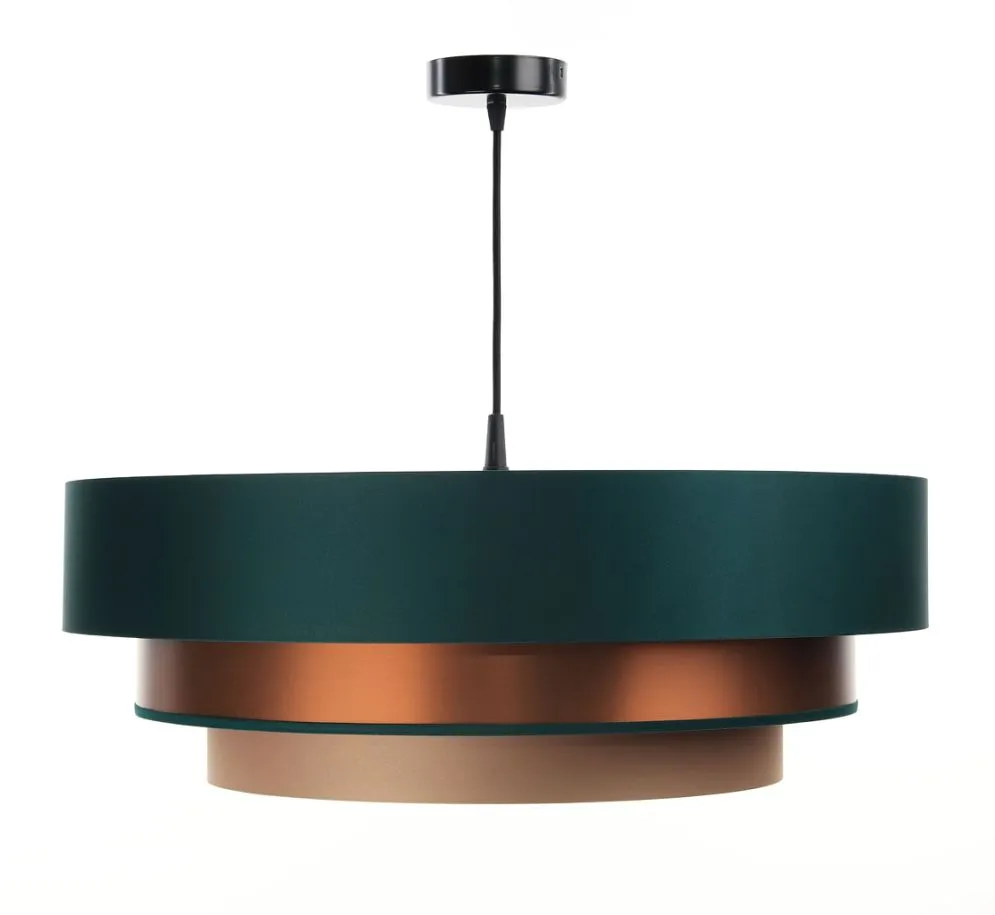 Lampa wisząca TRIO MIX zielona/miedziana/beżowa z potrójnym abażurem | MIRAT. w stylu kolekcja