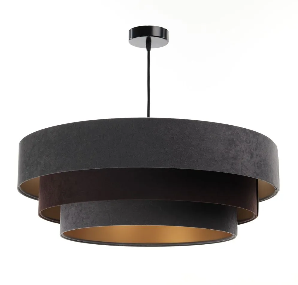 Lampa wisząca TRIO MIX grafitowa/brązowa/złota welurowa loftowa | MIRAT. w stylu kolekcja