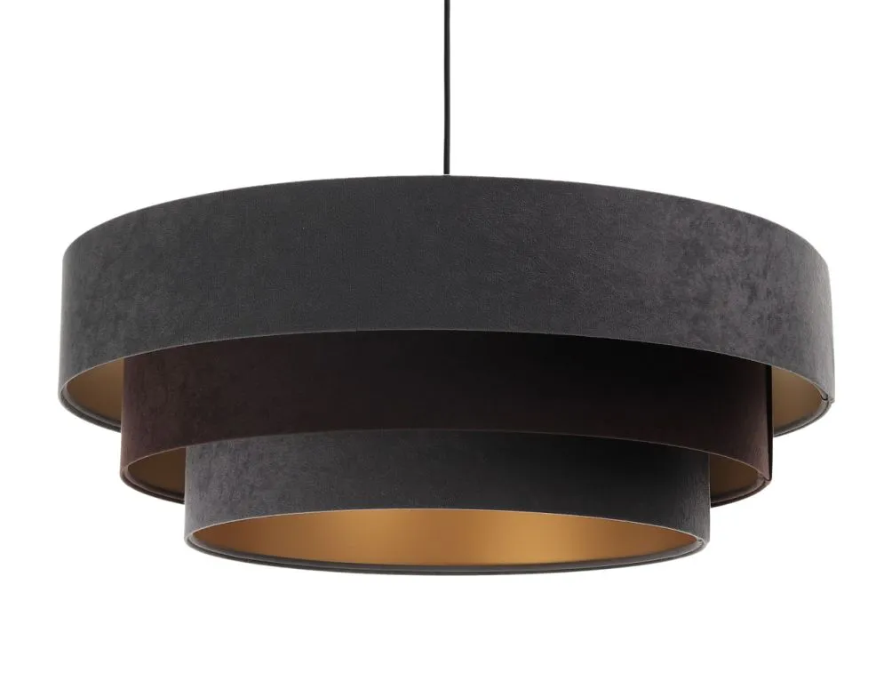 Lampa wisząca TRIO MIX grafitowa/brązowa/złota welurowa loftowa | MIRAT. w stylu kolekcja