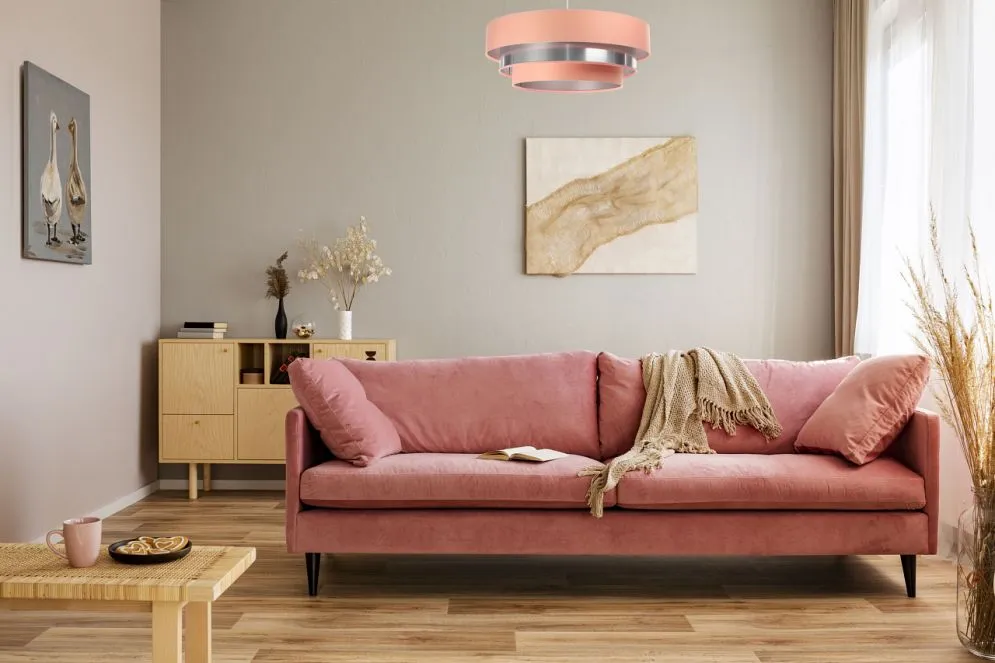 Lampa wisząca TRIO MIX różowa/srebrna ręcznie robiona do salonu | MIRAT. w stylu kolekcja