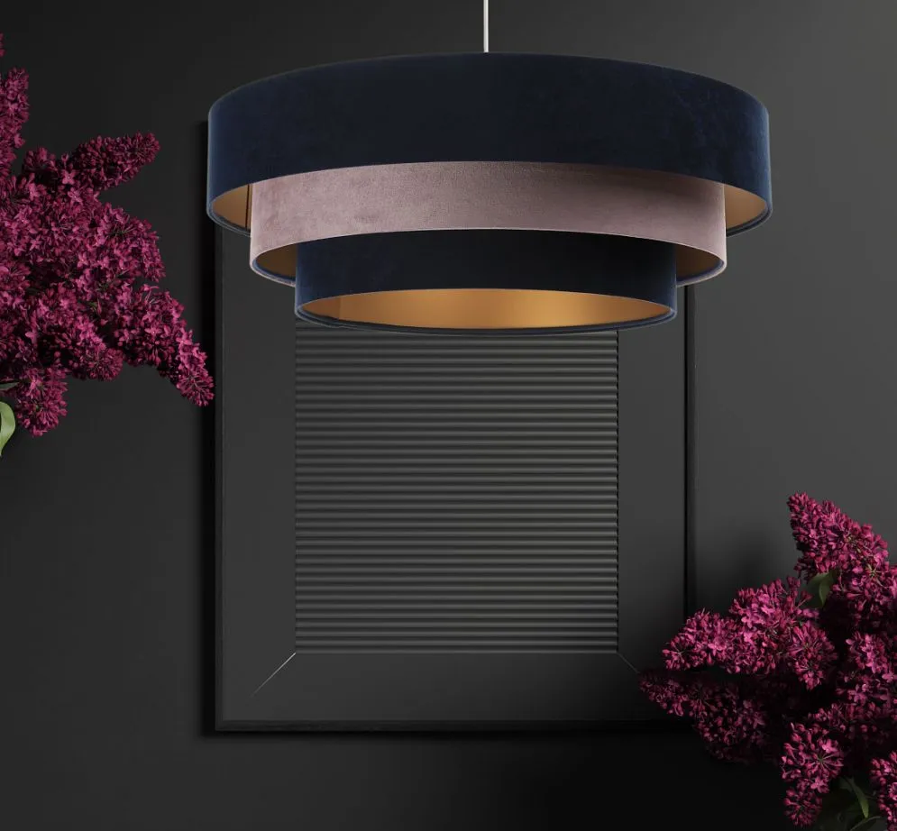 Lampa wisząca TRIO MIX granatowa/różowa ze złotym środkiem nowoczesna | MIRAT. w stylu kolekcja