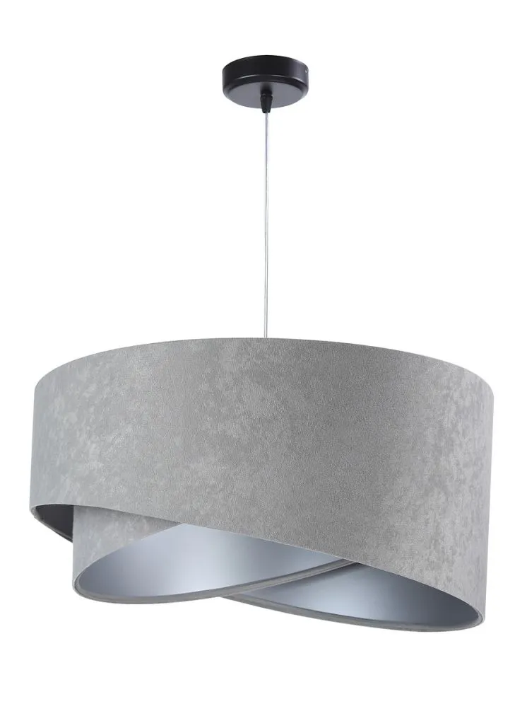 Lampa wisząca GEMSTONE szara/srebrna welurowa asymetryczna | MIRAT. w stylu kolekcja