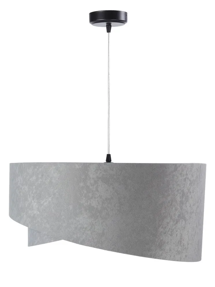 Lampa wisząca GEMSTONE szara/srebrna welurowa asymetryczna | MIRAT. w stylu kolekcja